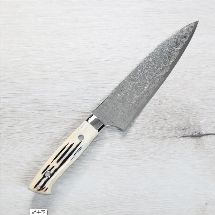 [現貨][可信用卡分期]日本製 越前打刃物 佐治武士 牛刀 180mm R2粉末HSS鋼 鑽石大馬士革 牛骨洋柄 主廚刀