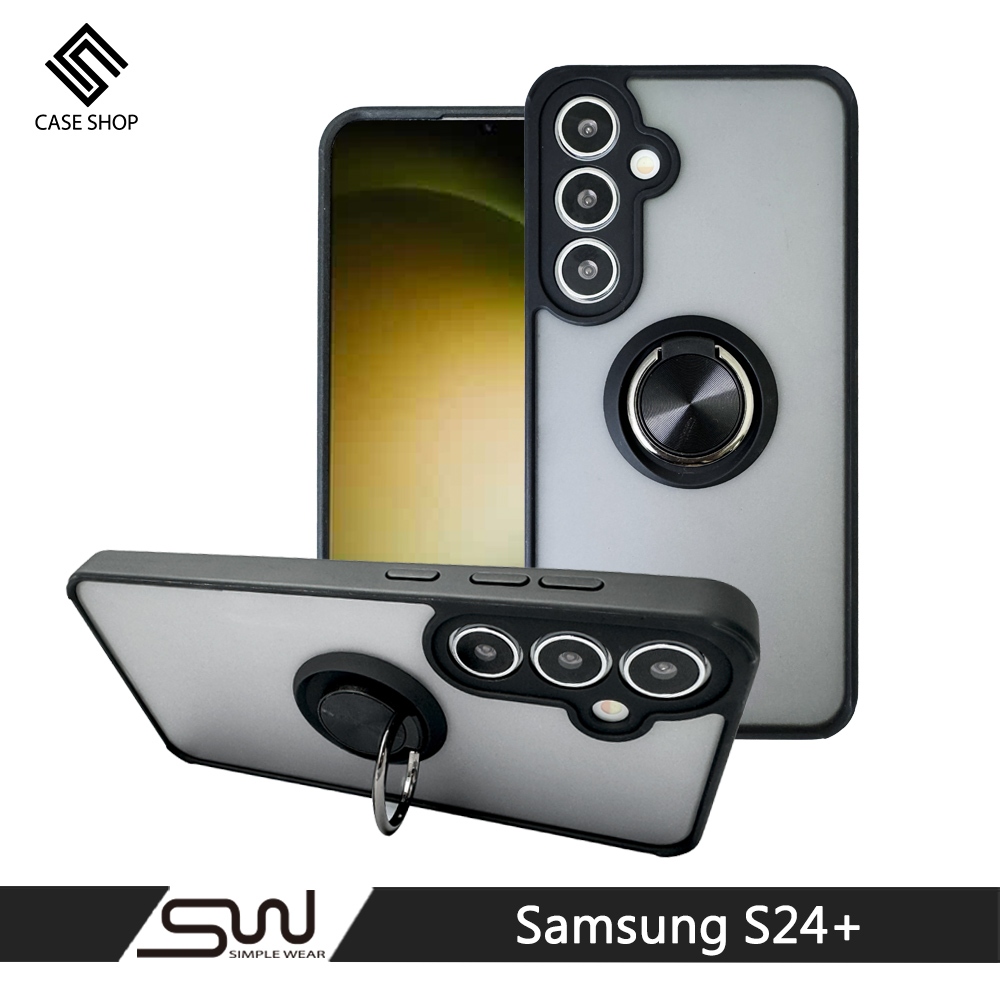 CASE SHOP Samsung S24+ 指環支架站立保護殼-黑