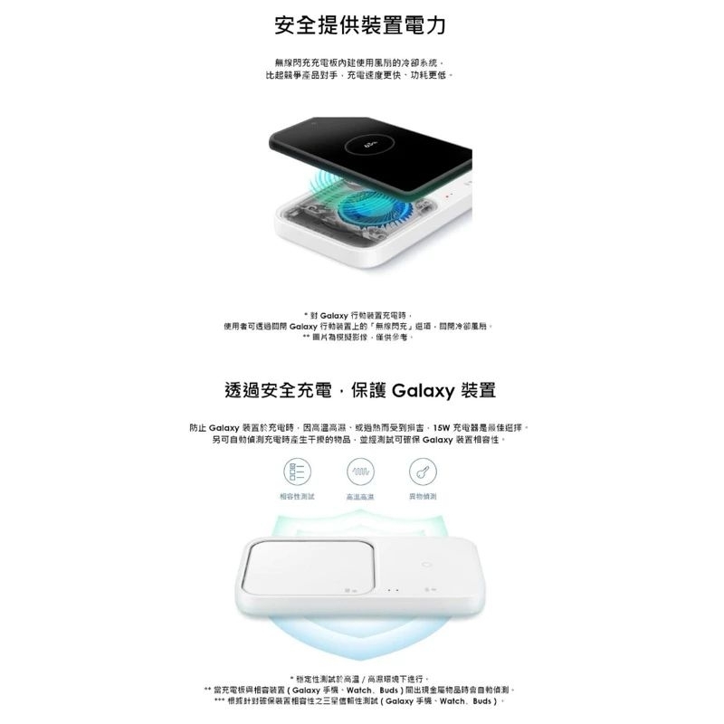 SAMSUNG 三星原廠 無線閃充充電板 雙座充 15W 充電盤 EP-P5400 無線充電 二合一充電盤