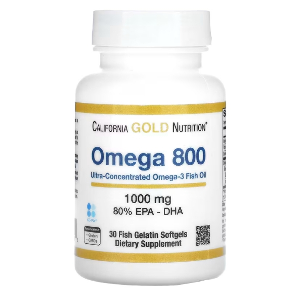 California Gold Nutrition, Omega 800 特濃縮 Omega-3 魚油 30粒