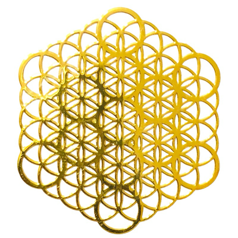 生命之花 生命之果 3.5cm 神聖幾何金屬貼片 銅合金 能量符號 冥想 磁場 靈性 靈氣 提升轉化 奧剛 金字塔 材料