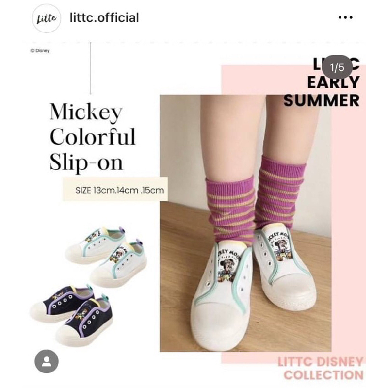 24h出貨～尺寸15全新正品日本🇯🇵 Littc聯名迪士尼disney米奇造型帆布鞋·女孩女寶男孩男寶