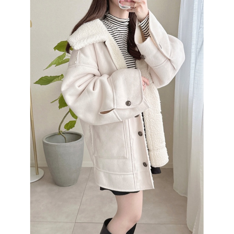 ♡New♡ Qni✿ 日本代購 人氣品牌GRL 雙面可愛 簡約毛皮大衣