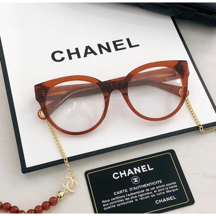 【現貨】麗睛眼鏡 Chanel【可刷卡分期】香奈兒 CH3444 橘色 附香奈兒眼鏡鏈 小香眼鏡 香奈兒熱賣款