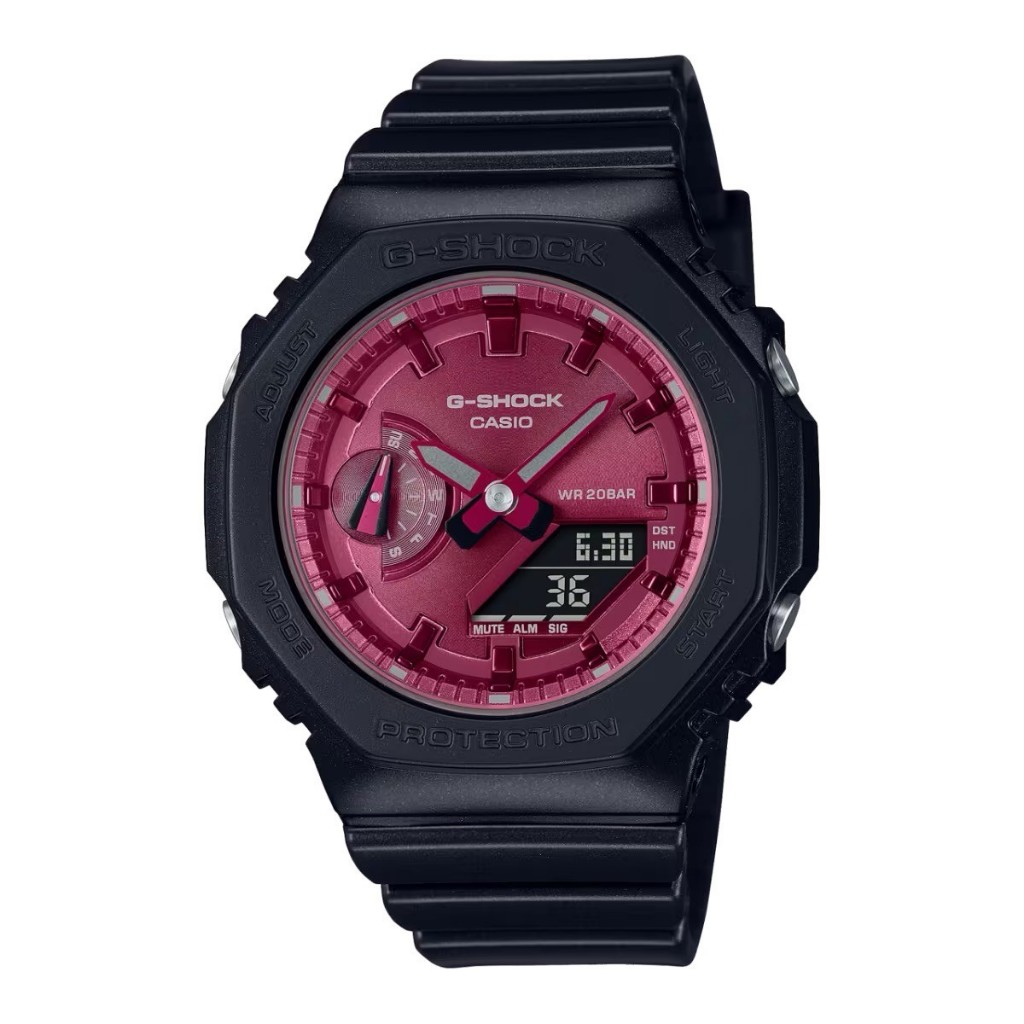 【G-SHOCK】個性黑紅農家橡樹電子錶GMA-S2100RB-1A 42.9mm 現代鐘錶