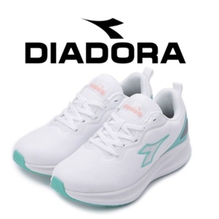 DIADORA 寬楦 輕量透氣 吸震緩衝 後跟穩定 氣墊乳膠鞋墊 耐磨抓地運動慢跑鞋 白綠 DA 1733 女鞋