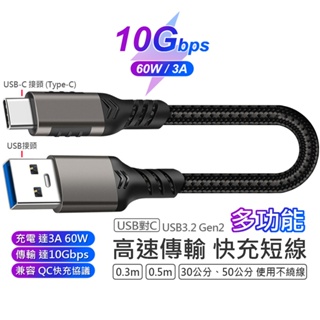 10Gb SSD 硬碟 高速 傳輸 短線 Type-C USB-C 快充 Gen2 60W 3A 適用於 HDD