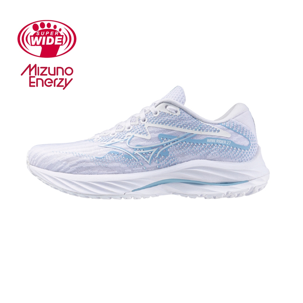 Mizuno 美津濃 女款 慢跑鞋 WAVE RIDER 27 一般型 超寬楦 -白藍- J1GD230676