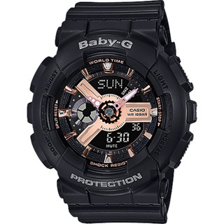 CASIO 卡西歐 Baby-G 柔美玫瑰金 休閒運動雙顯錶-黑(BA-110XRG-1A)/43.4mm