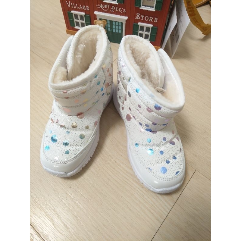 （現貨 適合腳長15、15.5、16）日本樂天購回 可愛圓點 防水防寒 男童 女童 雪靴 寶寶雪靴