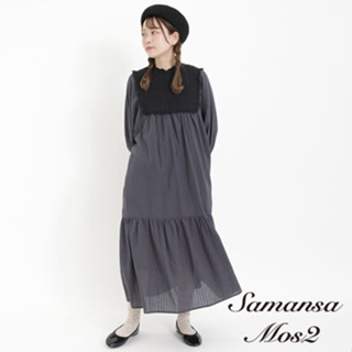 Samansa Mos2 甜美緹花蕾絲拼接長袖洋裝(FB41L0H0180)