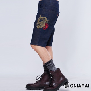 BLUE WAY 鬼洗 ONIARAI - 和藝術器物家紋丹寧牛仔短褲