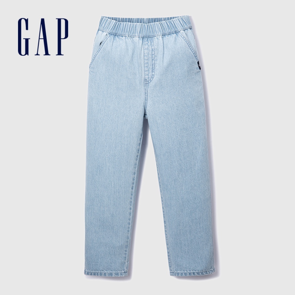 Gap 男童裝 純棉錐形鬆緊牛仔褲-淺藍色(811483)