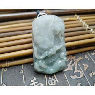 【禾賢行】天然翡翠.緬甸玉.糯種飄花厚莊龍牌-龍騰九霄舞風雲.手工精雕墬子.項鍊.玉珮.ZGS8A056265