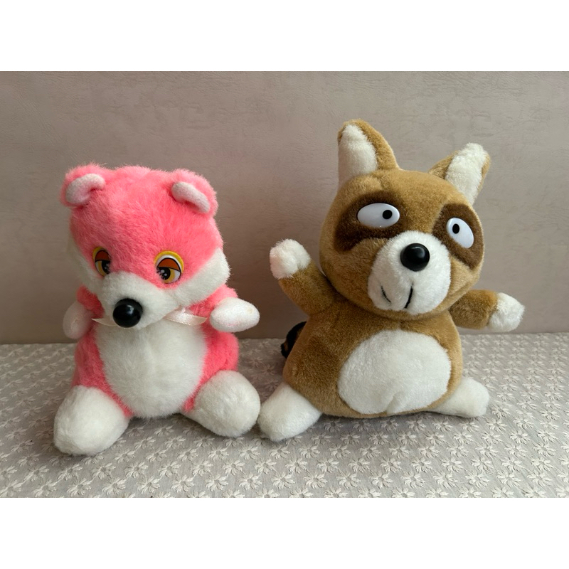 早期 懷舊 老娃娃 浣熊 狐狸 兩隻一起賣 娃娃 布偶 玩偶 二手