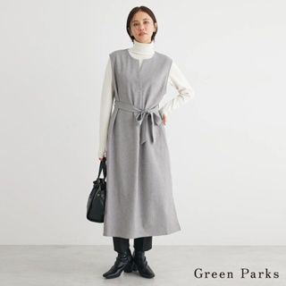 Green Parks V字剪裁腰際綁帶下開衩連身洋裝(6A41L0H0130)