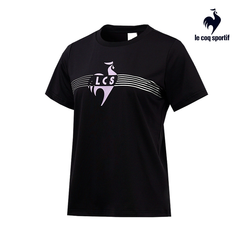【LE COQ SPORTIF 法國公雞】運動TRAINING短袖T恤-女款-黑色-LWT22601