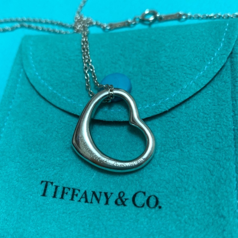 蒂芬妮 Tiffany 純銀 M號 中號 愛心 Open heart 項鏈 項鍊 二手 經典款 九成新