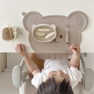 韓系寶寶 餐墊兒童防水飯兜 矽膠桌墊 ins風 便攜嬰兒吃飯圍兜隔熱墊