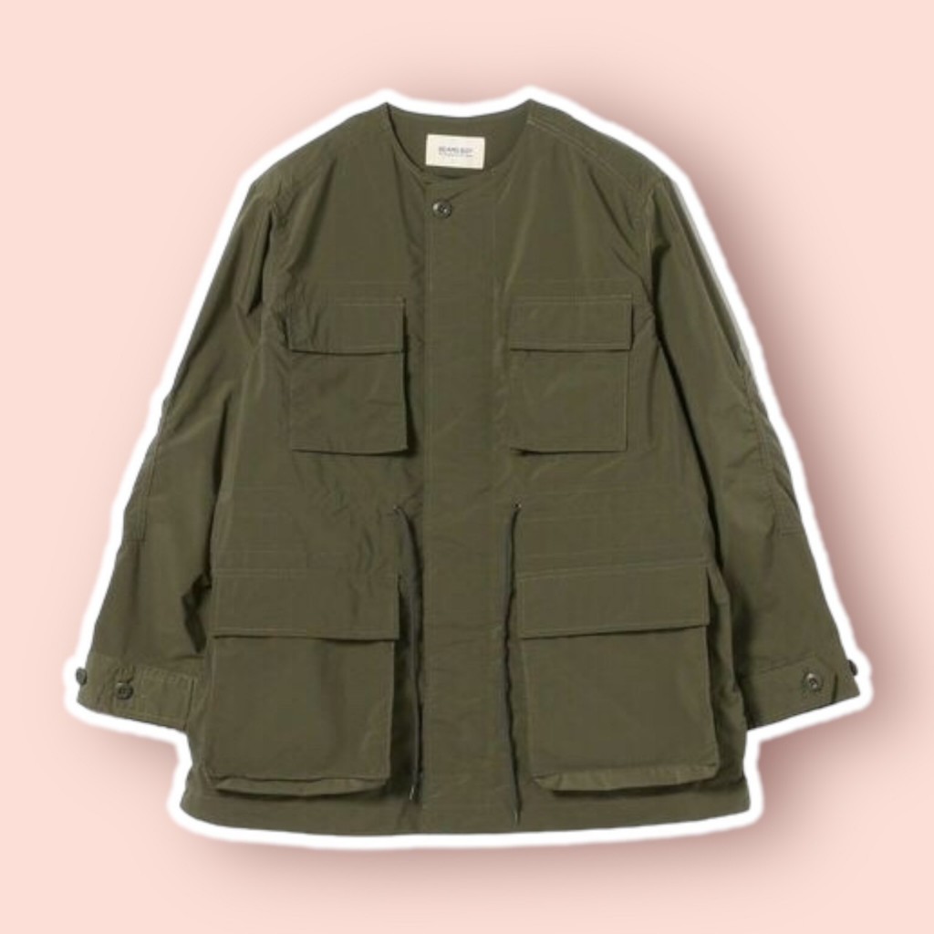 BEAMS BOY / 女裝 SOLOTEX 無領 外套 BDU 軍綠 日牌 二手