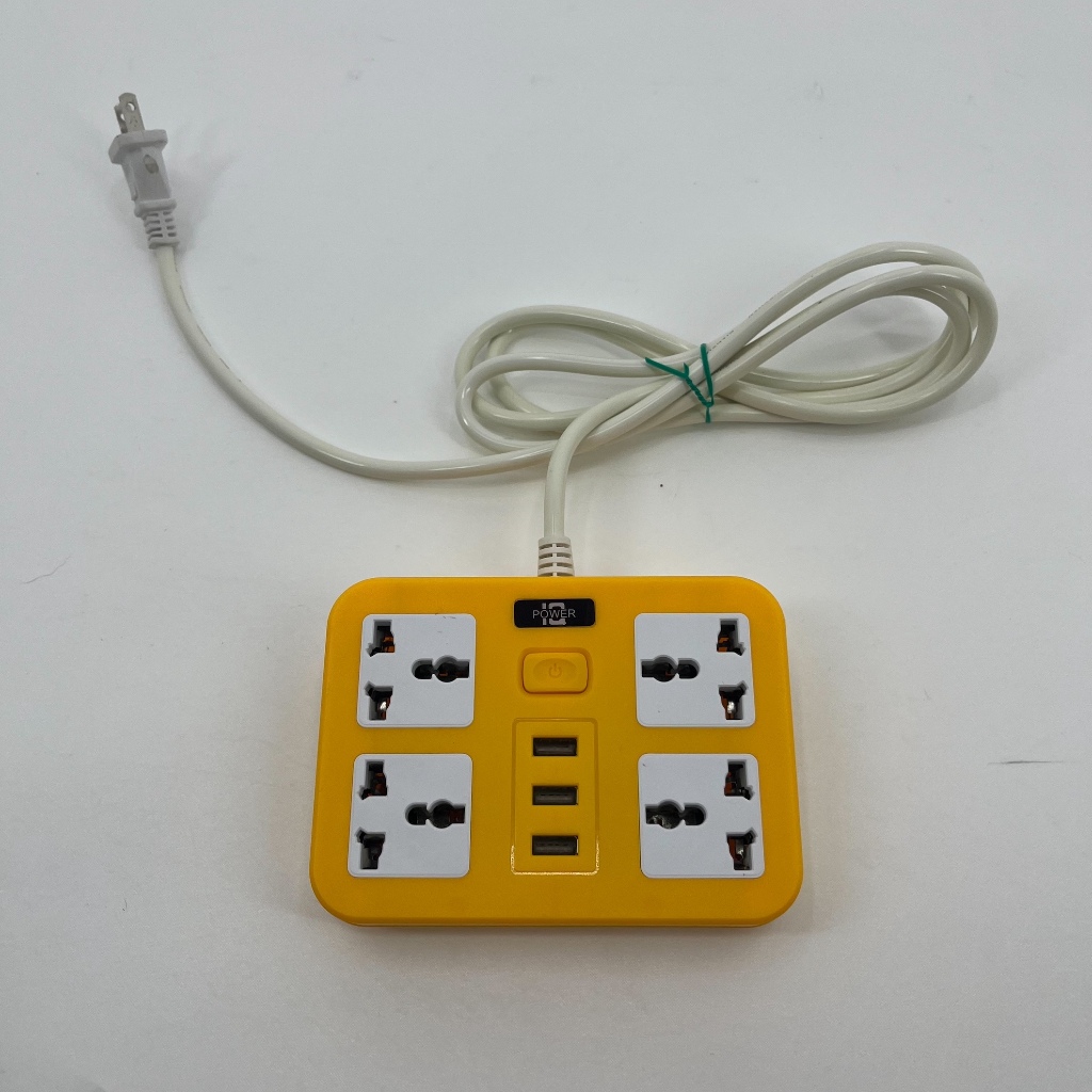 ❮二手5折❯ 全球電壓 多功能插座 USBx3 4座1開 方形延長線 動力線 辦公家用 插排 大功率 接線板 美規插座