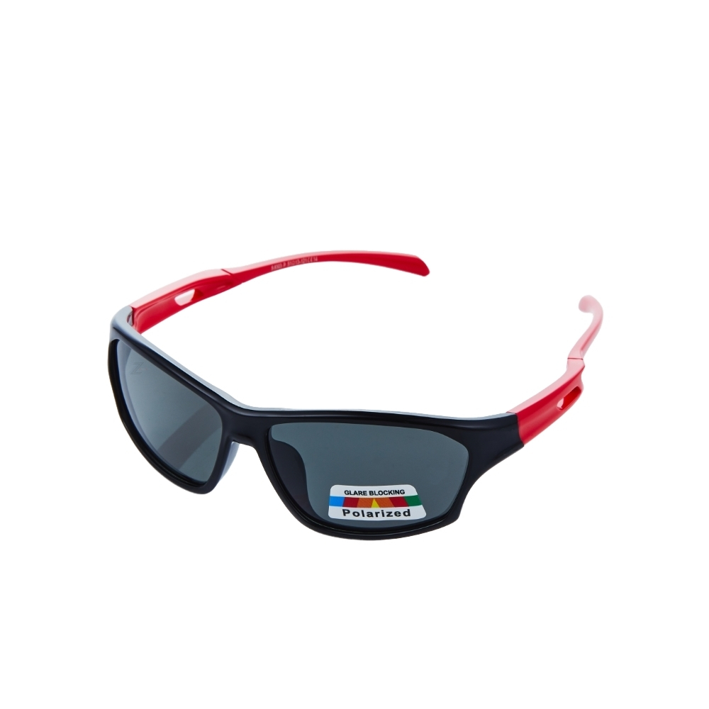 Z-POLS 兒童專用黑紅帥氣版型設計彈性材質 Polarized寶麗來偏光太陽眼鏡(抗紫外線UV400)