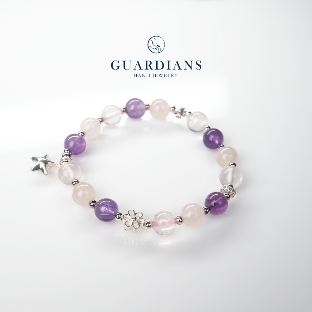 【Guardians】《Lavender》紫水晶 粉晶 925純銀 人脈 感情 事業 能量 時尚手鍊  台灣品牌