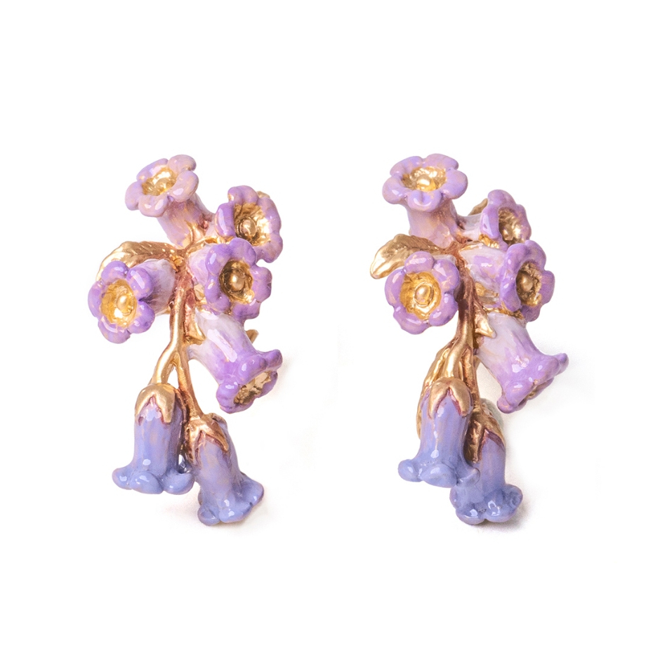 【現貨】日本製Palnart Poc 紫色鈴蘭花朵 風鈴草 Campanula 耳環 PA574