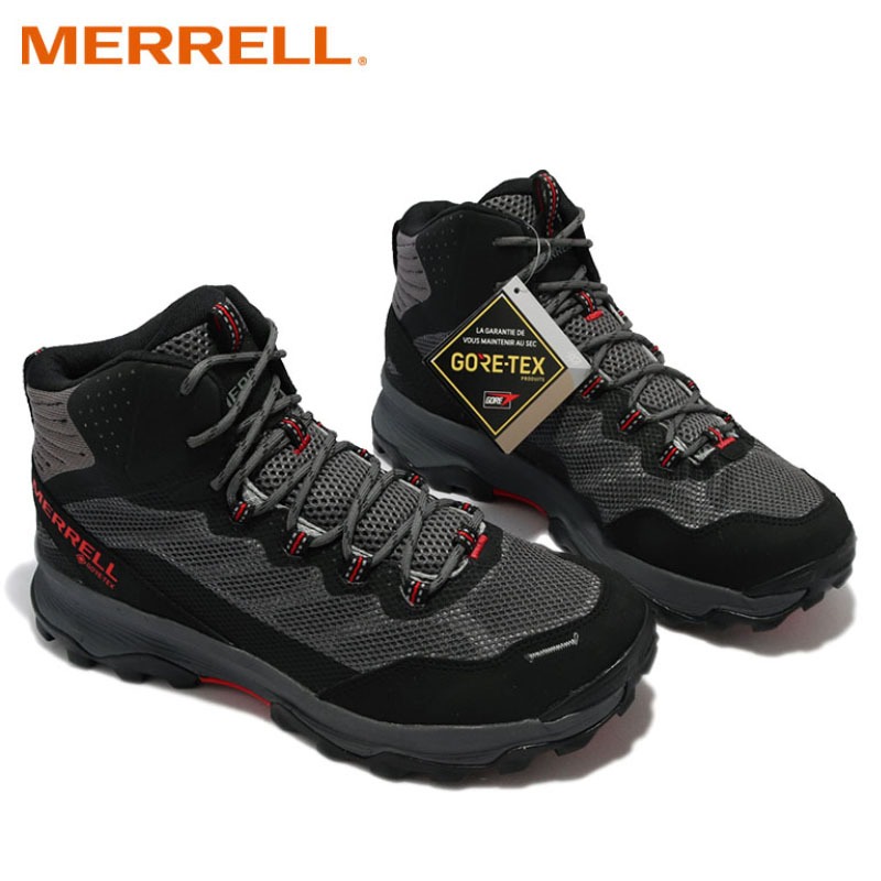 【MERRELL 美國】男 SPEED STRIKE MID G/T健行登山鞋 鐵灰/正紅 防水 彈性 ML066871