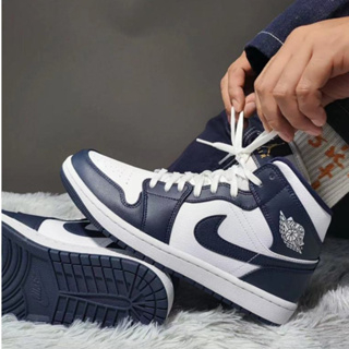 Nike Air Jordan 1 Mid Obsidian 黑曜石 板鞋 深藍白 復古籃球鞋 金標554724-174