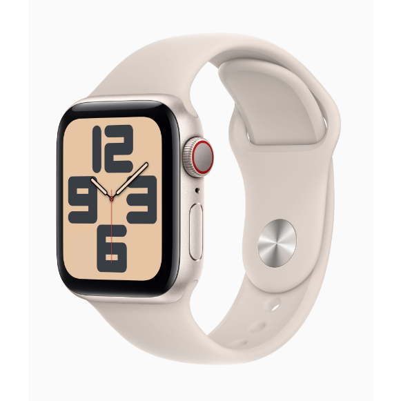 Apple Watch SE(2023) LTE版 44mm(M/L)星光色鋁金屬錶殼配星光色運動錶帶(二手特價)