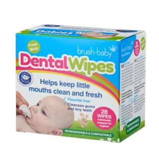 英國 brush-baby安心刷潔牙手指棉巾(28片/單片包)含有木醣醇