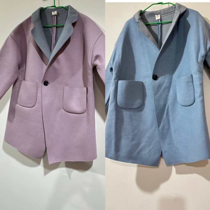 近新韓版女童太空棉超美水藍色/藕粉色外套大衣（超好看保暖輕量）
