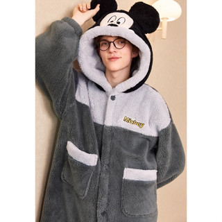 (預購)GUKOO果殼 ins Disney迪士尼正版授權 米奇 米妮 珊瑚絨睡衣 連帽睡袍 情侶睡衣家居服