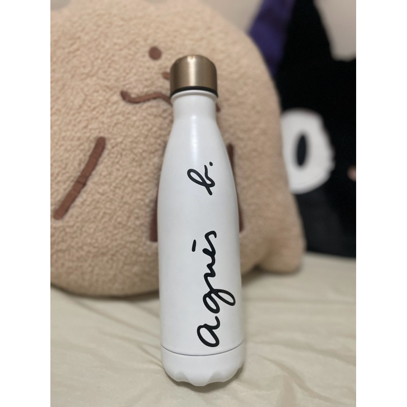 全新Agnes b-logo白色可樂瓶造型保溫瓶
