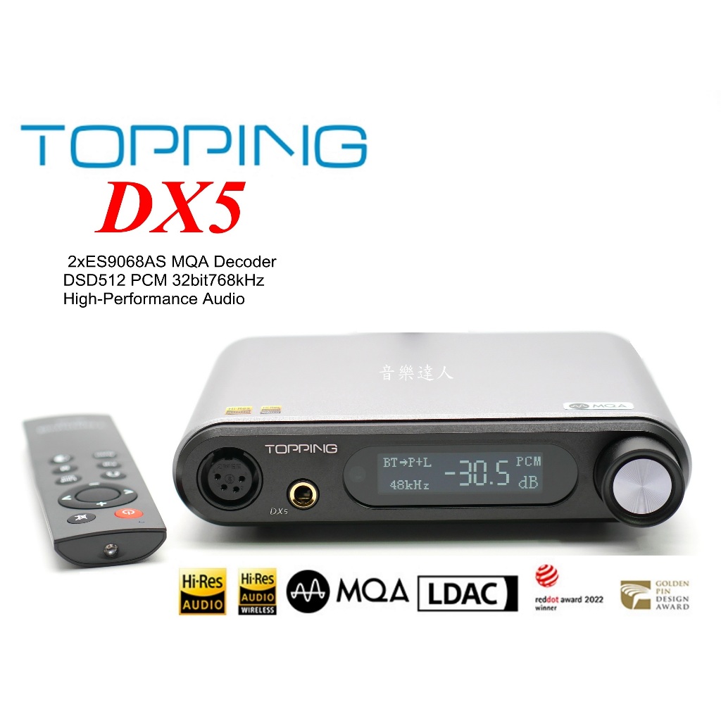 "台灣有現貨"雙料設計大獎 TOPPING DX5 MQA DAC一體機 XLR平衡輸出 平衡耳機  前級功能