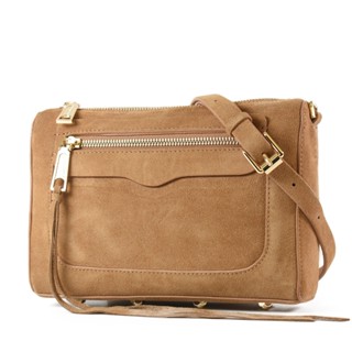 Rebecca minkoff Avery 柔軟真皮流蘇拉鍊斜揹包-駝色 【美國正品現貨】