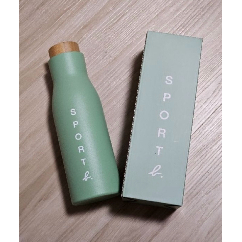 agnes b SPORT b保溫瓶-綠色/白色-木紋蓋