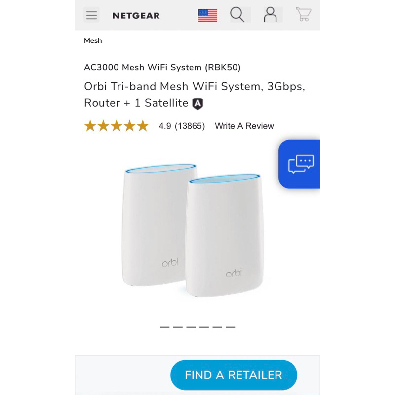 NETGEAR AC3000 Mesh WiFi System (RBK50)