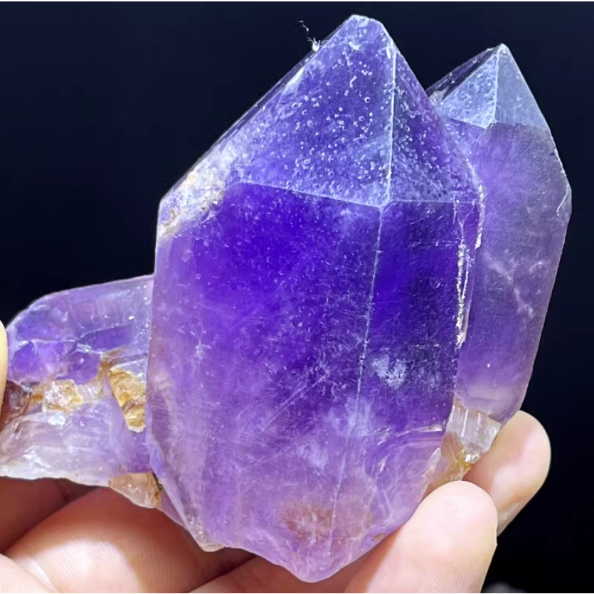 天然紫水晶骨幹水晶標本原石擺飾雙生紫水晶柱標本原石紫羅蘭色