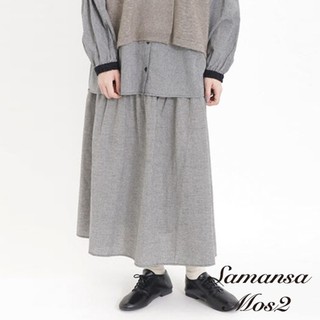 Samansa Mos2 棉麻混紡蓬鬆感壓褶分層長裙(FL41L0L0280)