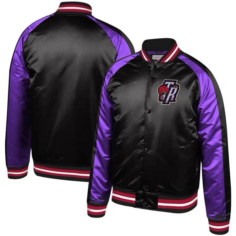 NBA 復古棒球外隊 徽亮面棒球外套  Satin Jacket M&amp;N  原訂價約$150美金  暴龍黑紫M