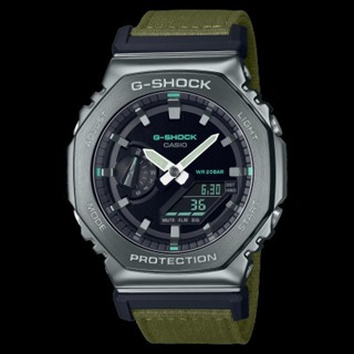 []錶子$行頭[] CASIO 卡西歐 G-SHOCK八角布質編織雙顯錶 墨綠 - (GM-2100CB-3A)