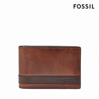 【FOSSIL 官方旗艦館】Quinn 真皮鈔票夾式短夾-咖啡色 ML3650200 (禮盒組附鐵盒)