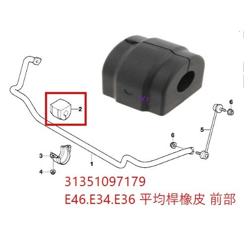 BMW 寶馬 E46 E34 E36 前部(孔徑23mm) 平均桿橡皮 橡膠墊   防傾桿橡皮  31351097197