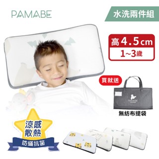 【PAMABE】★2件水洗超值組★4D兒童水洗透氣枕4.5cm(午睡枕 /嬰童枕/託兒枕/透氣枕/雙面枕/水洗透氣)