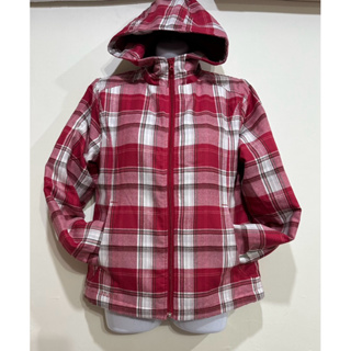 ATUNAS歐都納百貨專櫃 格紋鋪棉 連帽外套，雙側口袋，保暖舒適好穿，紅色S號，9成新零碼商品