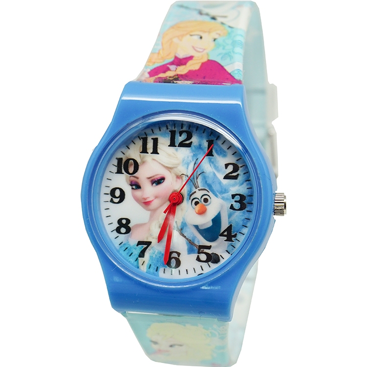 冰雪奇緣 艾莎Elsa&amp;雪寶 休閒卡通手錶 大膠 正版授權 女孩最愛 兒童手錶