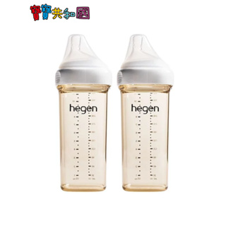 hegen 金色奇蹟PPSU多功能方圓型寬口奶瓶 330ml 雙瓶組 防脹氣 擬乳奶嘴 6M+適用 新生兒 寶寶共和國