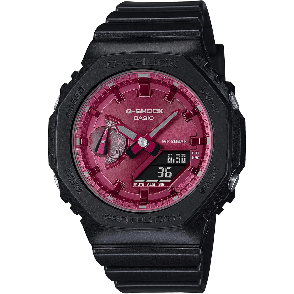 CASIO 卡西歐 G-SHOCK 八角 農家橡樹 勃根地酒紅系列 雙顯手錶 GMA-S2100RB-1A